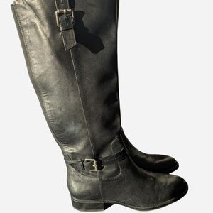 Classic Black Leather Knee-High Women's Riding Boots
